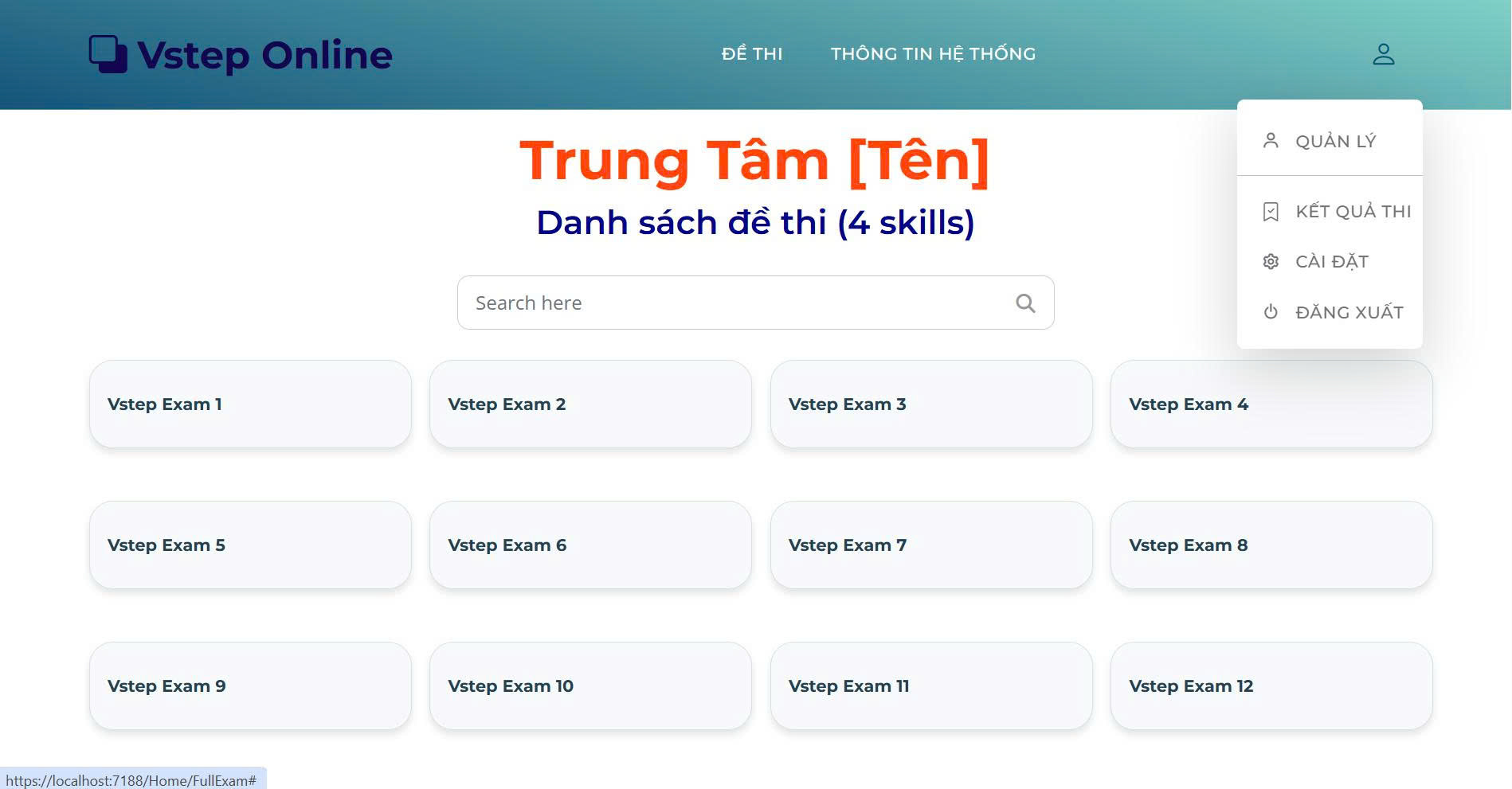 Giao diện trang chủ